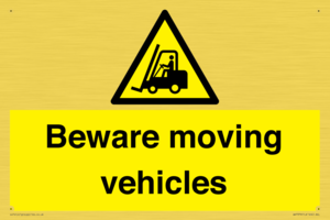 Beware moving vehicles with Warning forklift symbol